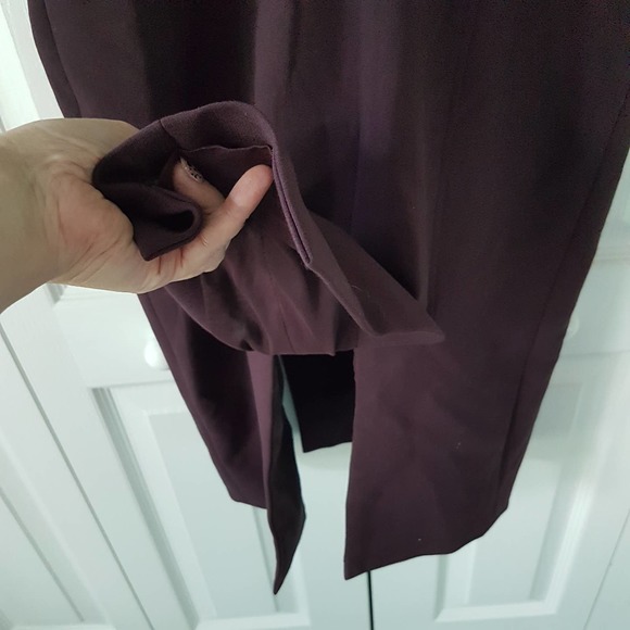 Cinq a Sept Dark Cherry Melina Halter Style Open Shoulder Cocktail Sheath Dress - Picture 12 of 16